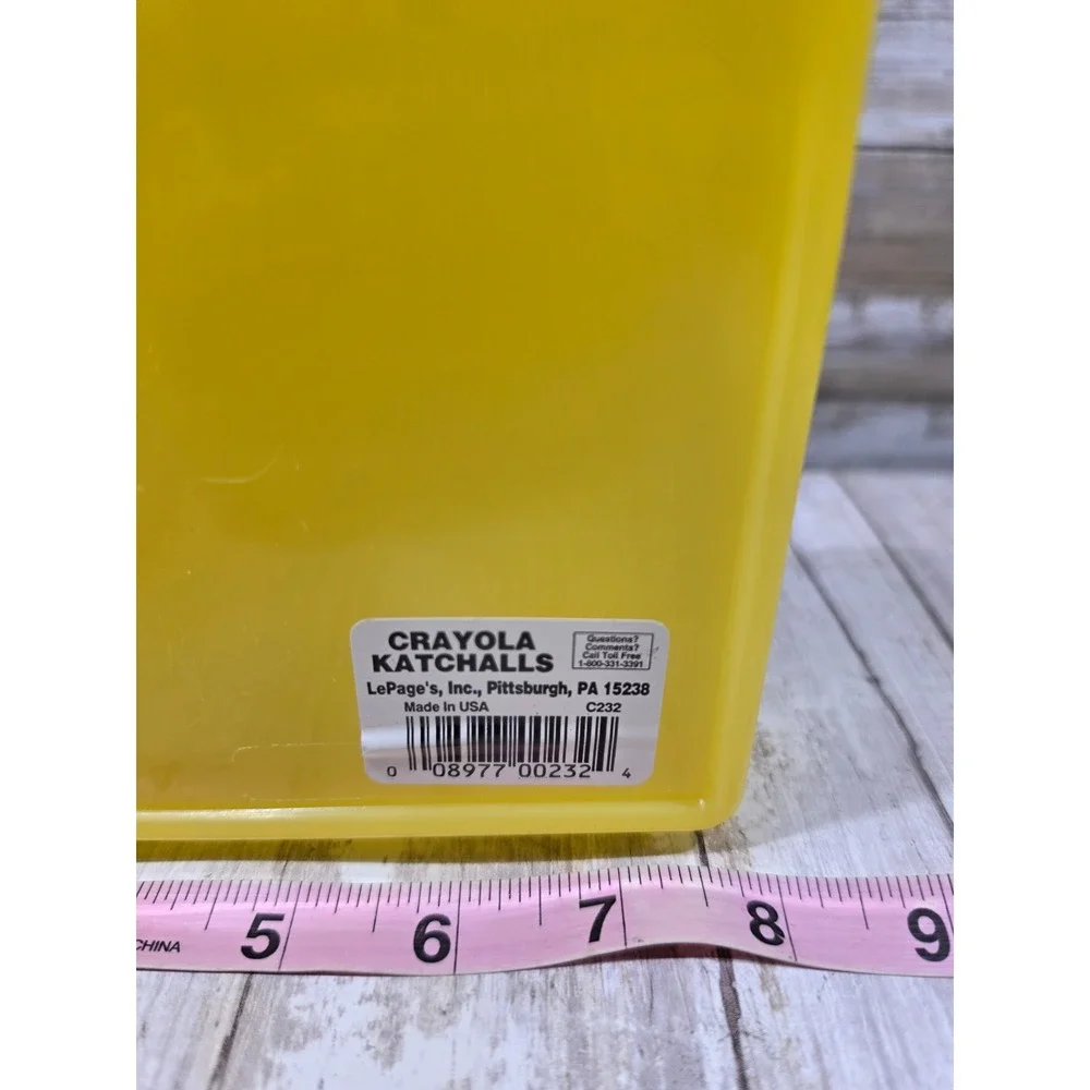 Vintage Crayola Katchalls Yellow Plastic Storage Case Alphabet Graphic C232 USA